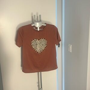 Heart Print Pearls Beaded Tee